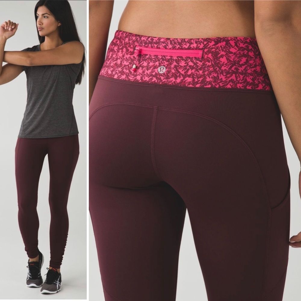 Lululemon Speed Tight IV Brushed Bordeaux Drama Mountain Peaks Bon Bon 6